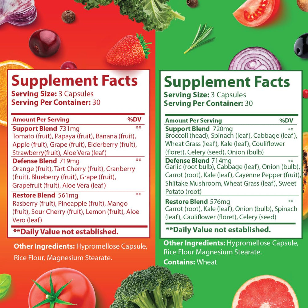 1 pack packaging showing green and red capsules