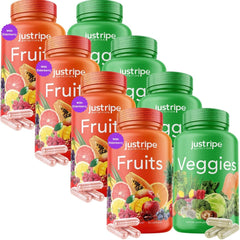 Front hero image of Just Ripe Nutrition fruits and vegetables supplement 90 fruit 90 veg capsules 4 pack