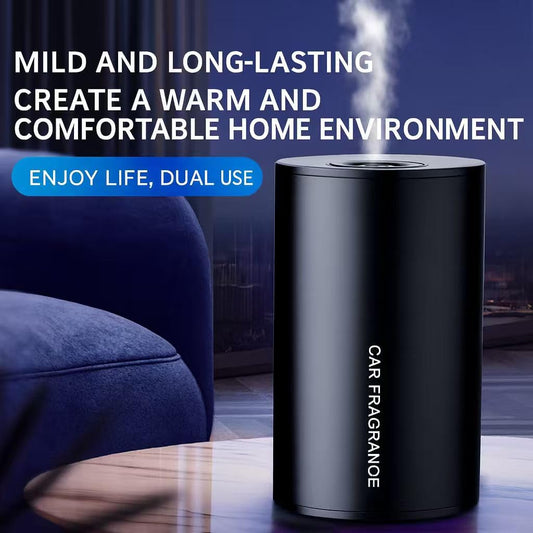 JustBloom essential car diffuser side-mist view shows quiet performance for home or office.