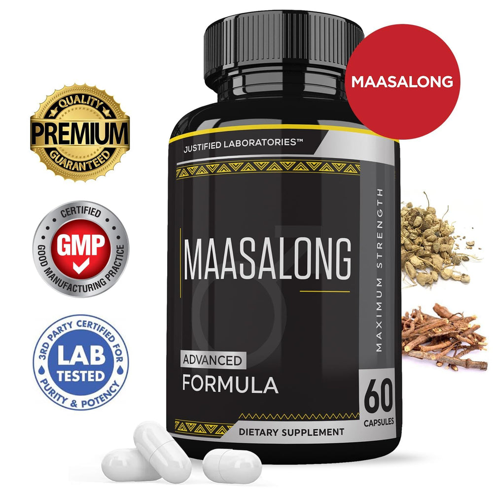 Close-up of Maasalong capsules in bottle