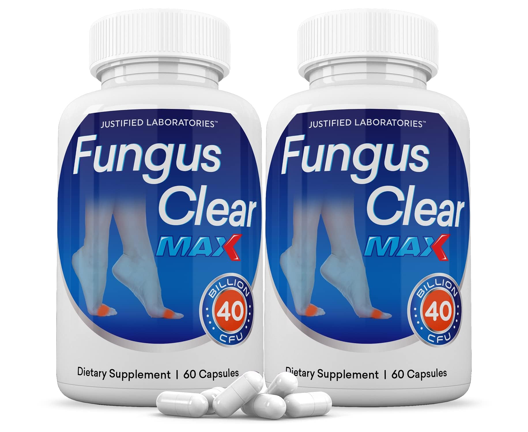 Justified Laboratories Fungus Clear Max probiotic bottle, 2-pack, 120 capsules