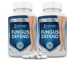Justified Laboratories Fungus Defend 2-pack packaging with 120 capsules
