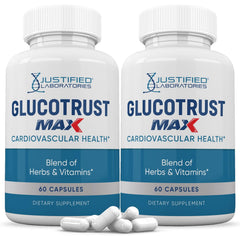 Justified Laboratories Glucotrust Max 1295MG bottle front view