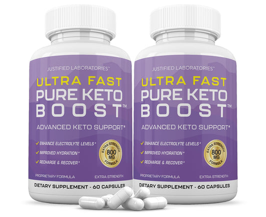 Justified Laboratories Ultra Fast Pure Keto Boost Pills 1275MG 2-Pack - front view