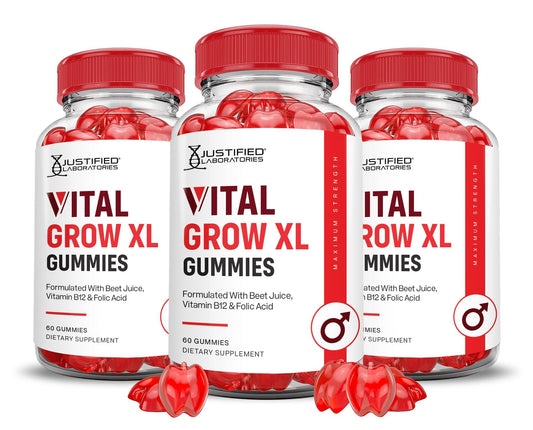 Justified Laboratories Vital Grow XL 3-Pack Gummies bottle (180-count each)