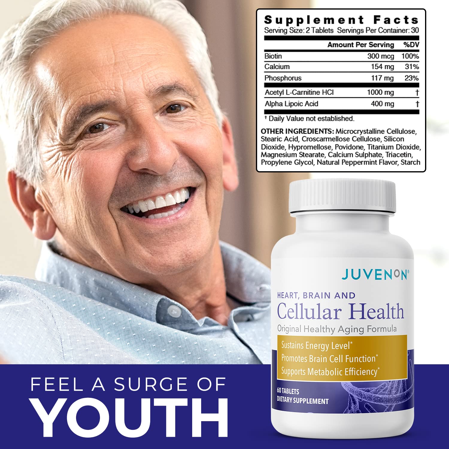 Nootropic and energy support concept for Juvenon Cellular Health