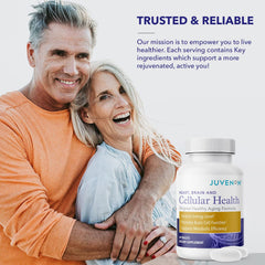 Juvenon Cellular Health tablets with glass of water for daily use