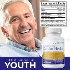Juvenon Cellular Health user studying with focused, calm mood