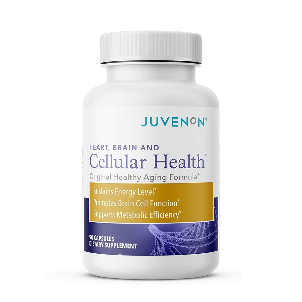 Juvenon Cellular Health bottle highlighting heart and brain support