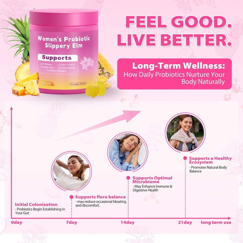 Pineapple-flavored feminine probiotic gummies for gut health