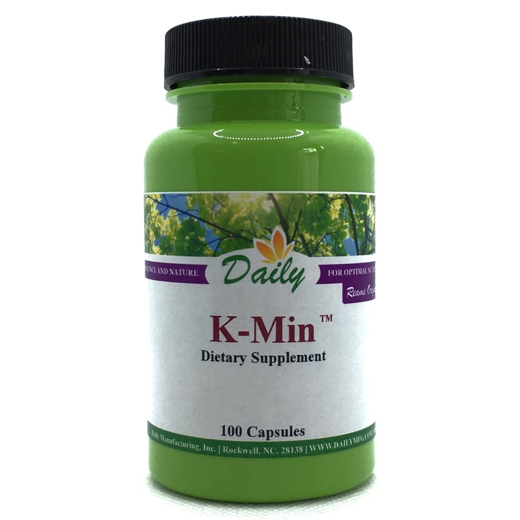 K-Min capsule showing calcium source from soft rock phosphate and diatomaceous earth