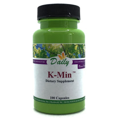 K-Min capsule showing calcium source from soft rock phosphate and diatomaceous earth