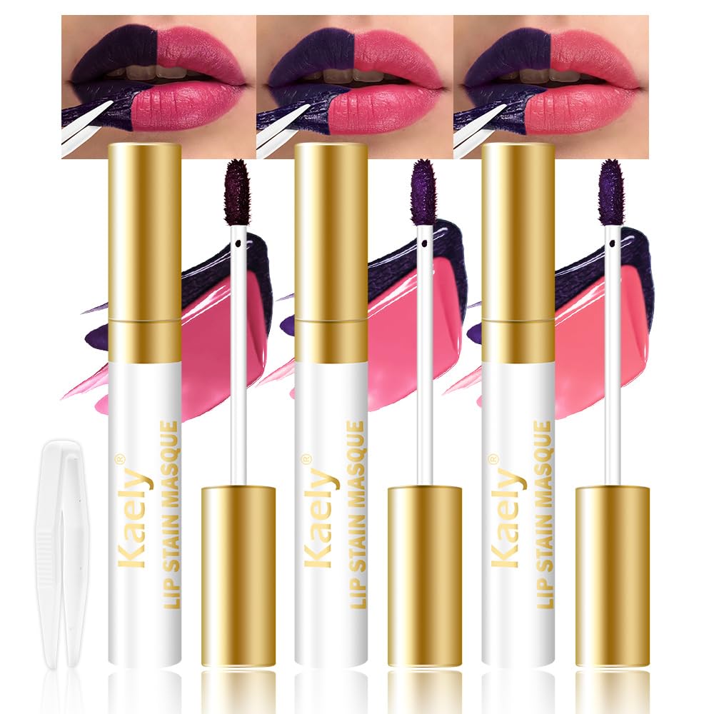 Kaely lip stain masque in application shows long-lasting color for lips