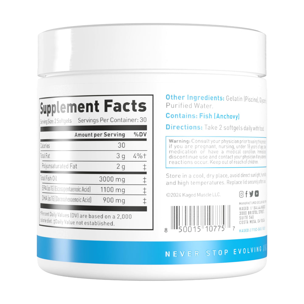 Kaged Omega-3 Softgels bottle and label