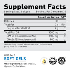 Nutrition facts for Kaged Omega-3 Softgels