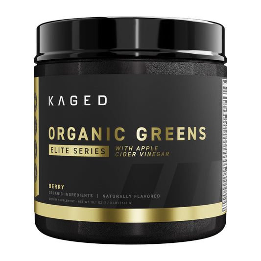 Kaged Organic Greens Elite Powder Berry container label