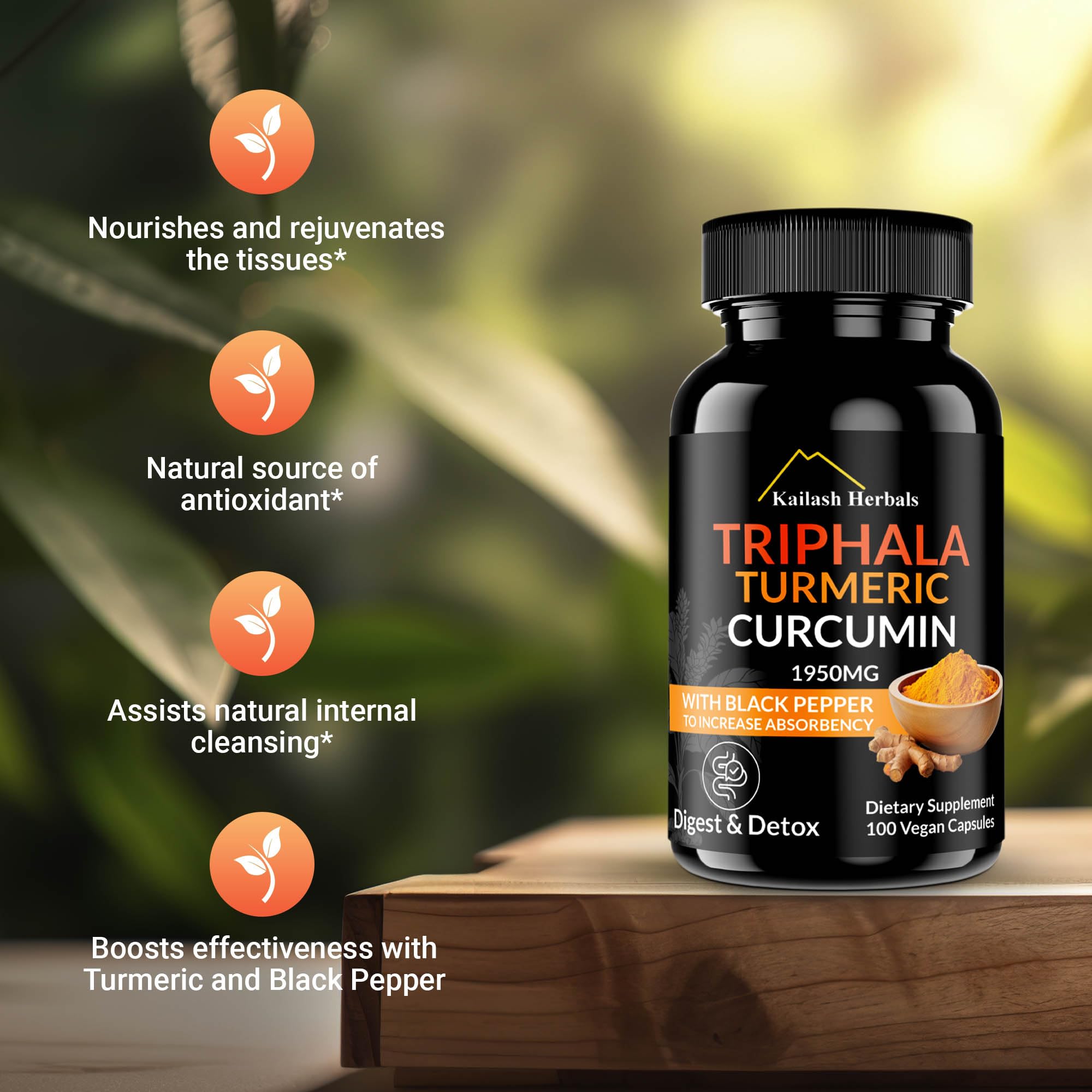 Front view of vegan capsules bottle