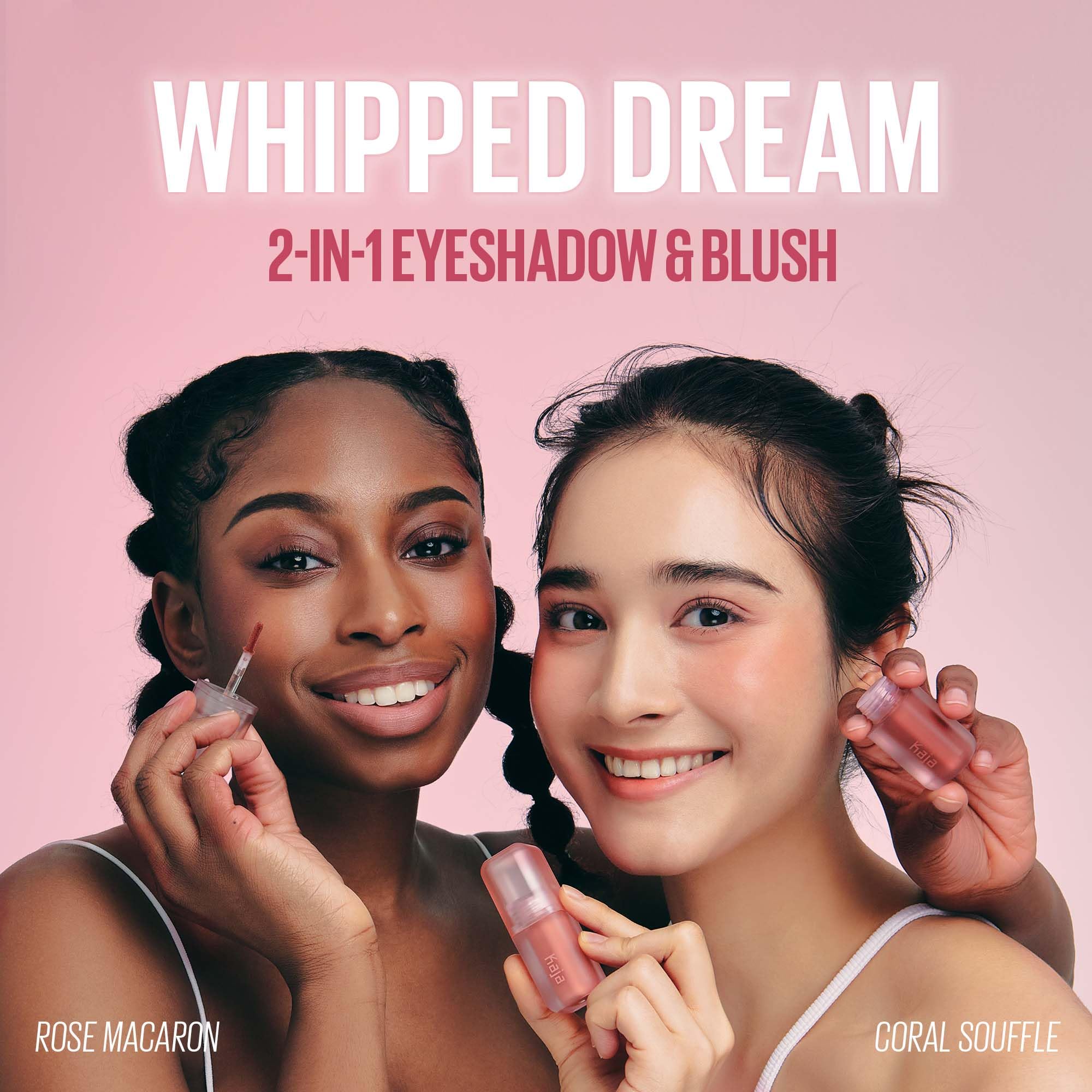 KAJA Whipped Dream blush swatch adds natural rosy tint to cheeks.
