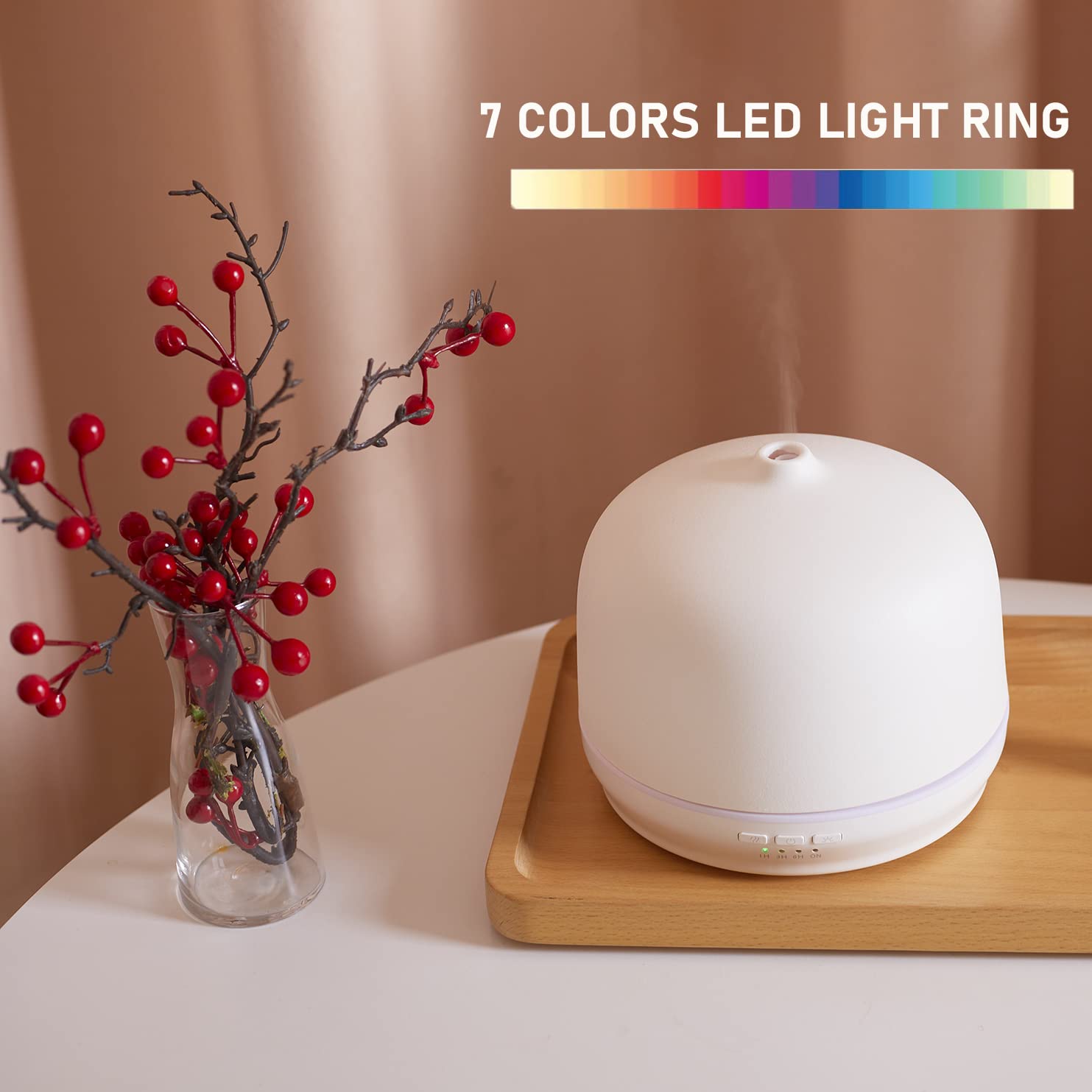 Kakoda diffuser display showing timer options: 1h, 3h, 6h, always on