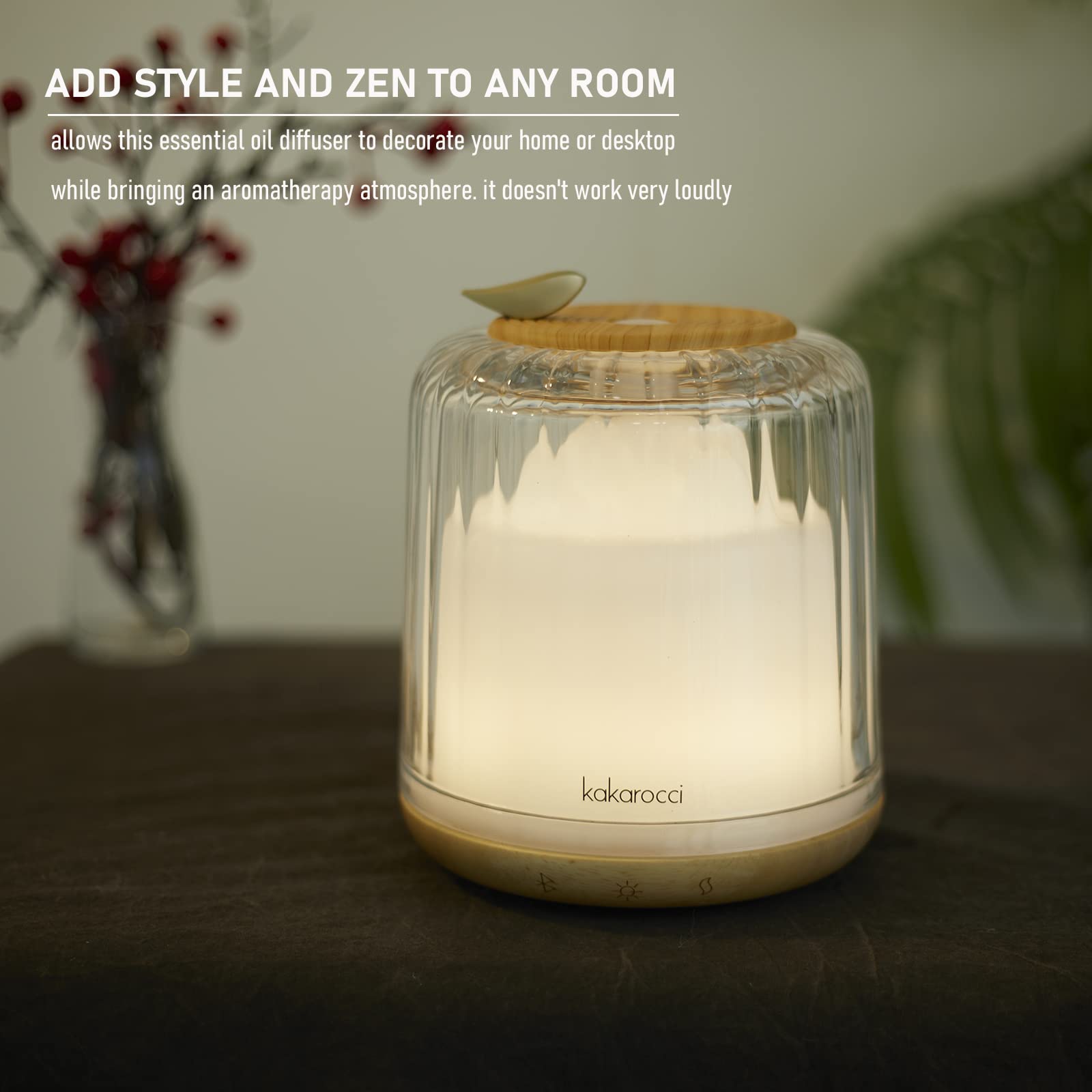 Diffuser showing colorful LED ambient lighting