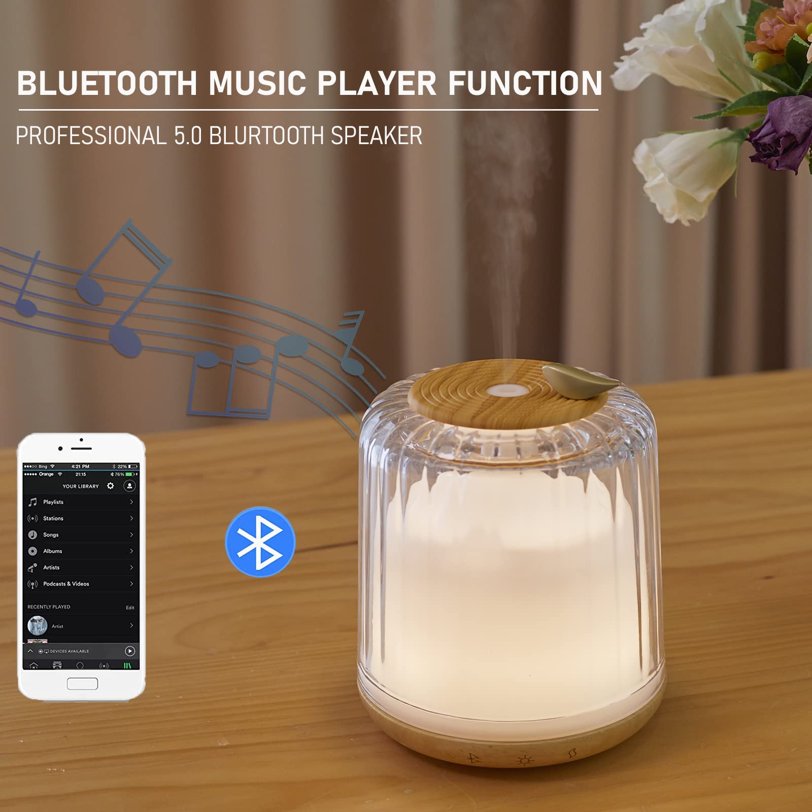 Built-in Bluetooth speaker integrated into Kakoda diffuser
