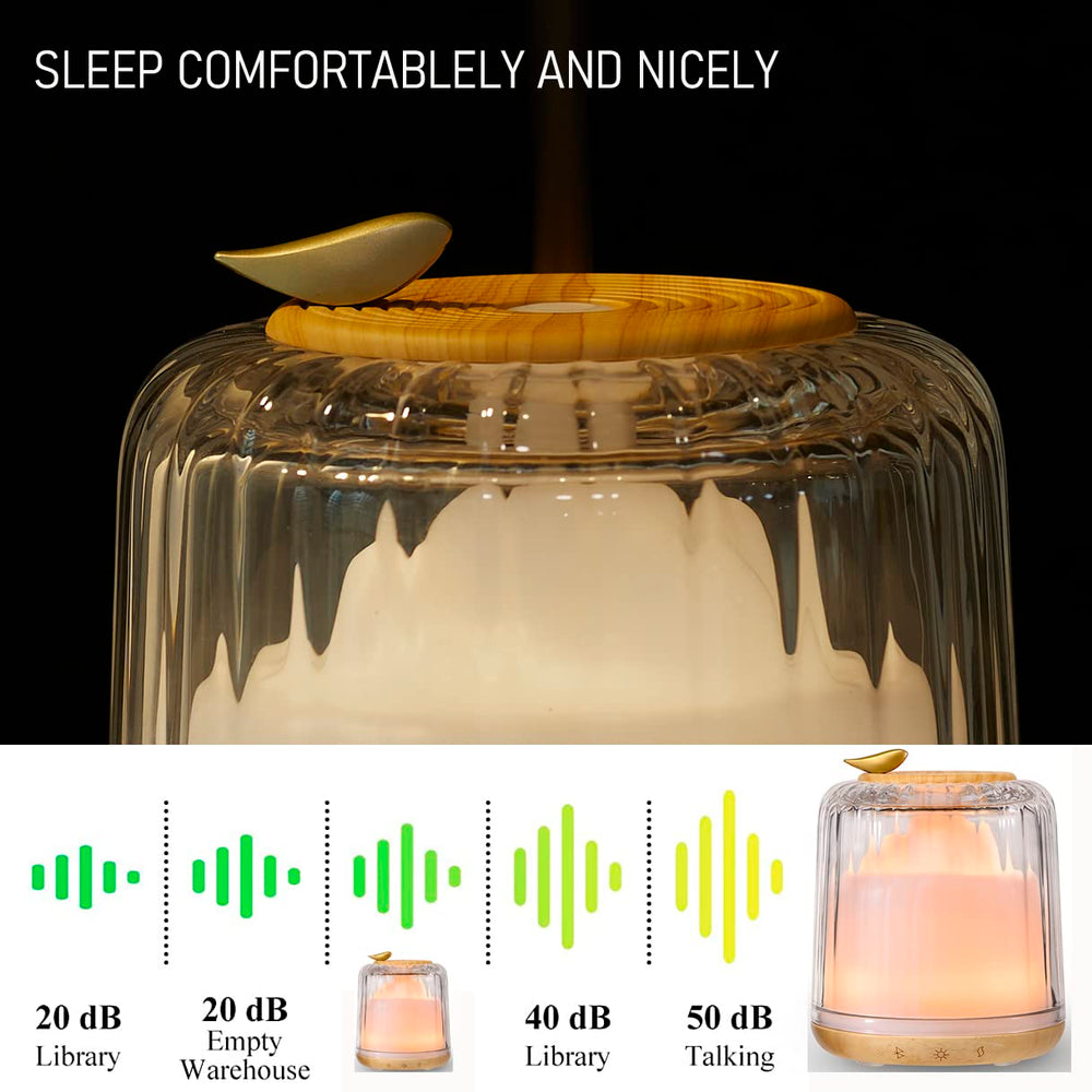 Decorative diffuser placed on a table with ambient lighting