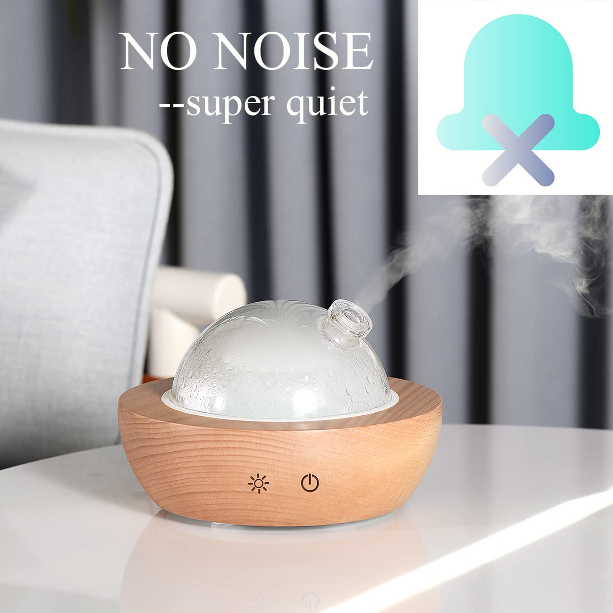 Ultra-quiet diffuser operating softly in the background.