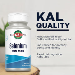 Kal 100 mcg Selenium Yeast Free Tablets packaging box