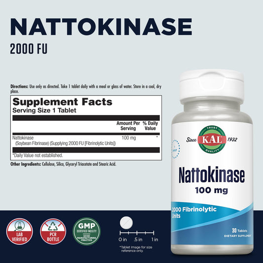 Kal nattokinase tablets bottle packaging