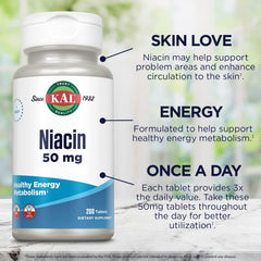 Kal Niacin 50 mg packaging in PCR recycled bottle