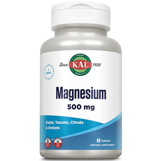 Kal 500 mg Magnesium Tablets bottle front view