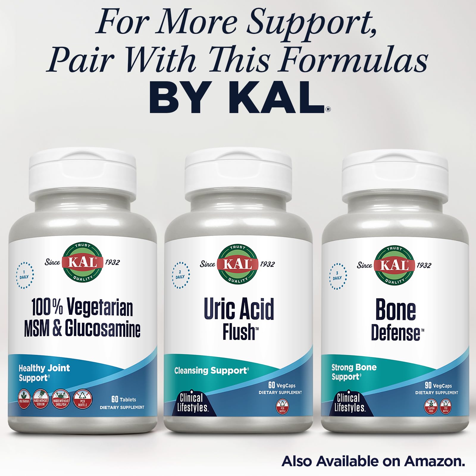 60 servings per bottle (60 tablets) of KAL supplement