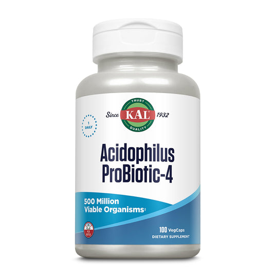Front view of KAL Acidophilus ProBiotic-4 bottle