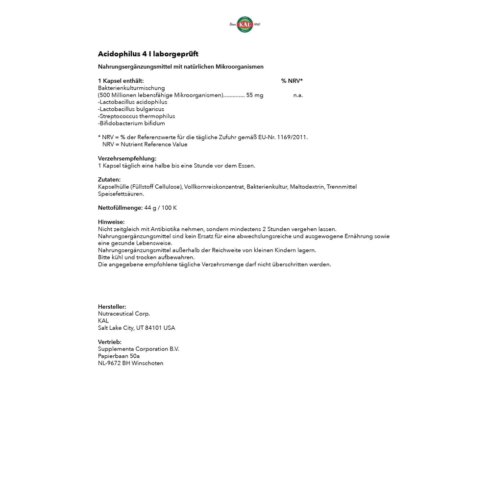 Ingredients and capsule details