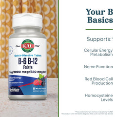 Close-up of supplement facts showing B6, B12 and Folate amounts