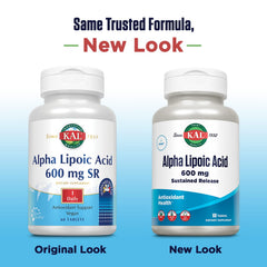 Supplement facts label for KAL Alpha Lipoic Acid SR