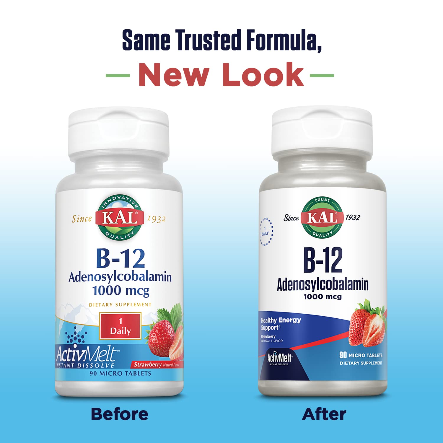 90-count bottle of KAL B12 Adenosylcobalamin 1000mcg