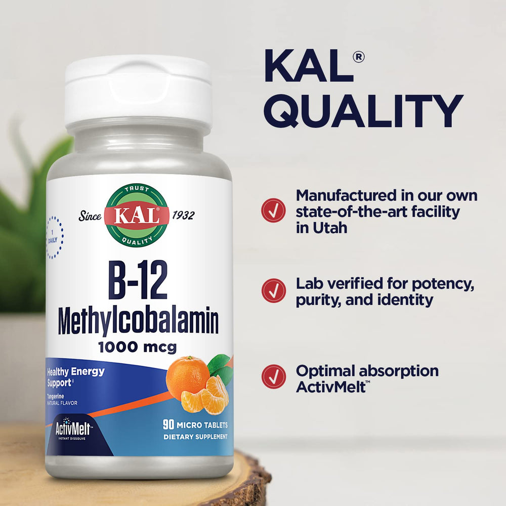 Packaging for KAL Methyl B12 1000mcg with Tangerine flavor