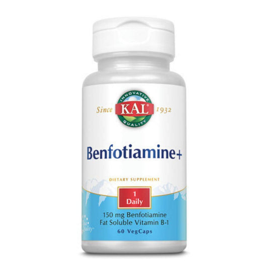 Kal Benfotiamine Plus Tablets bottle, 150 mg benfotiamine, 60 count