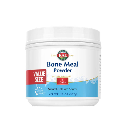 KAL Bone Meal Powder bottle label close-up