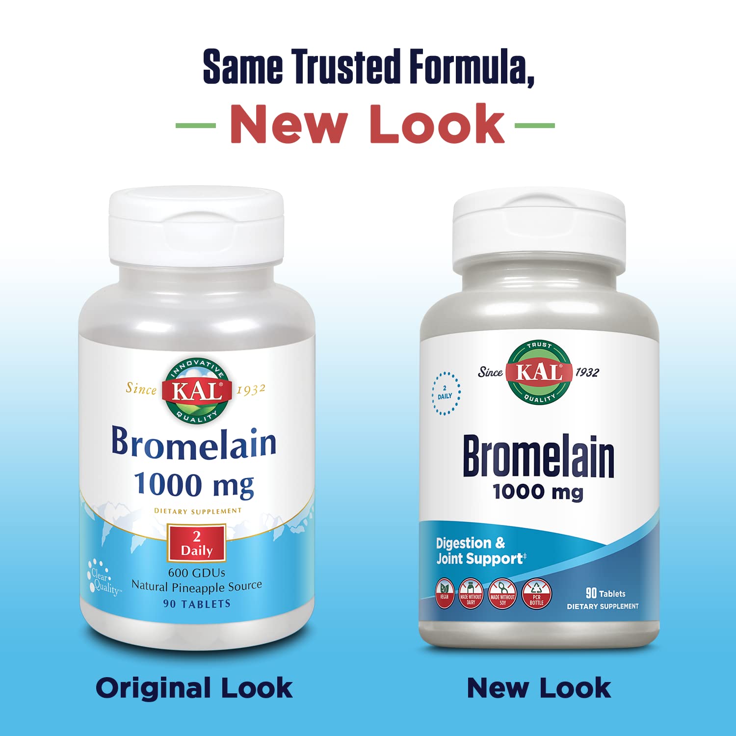 KAL Bromelain 1000 mg bottle label close-up