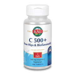 KAL C-500 with RH and Bioflavonoids Sustained Release Vitamin C tablets, 500 mg, 100 count