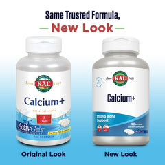 Close-up of ActivGels capsules showing Calcium, Magnesium, Zinc and Vitamin D-3