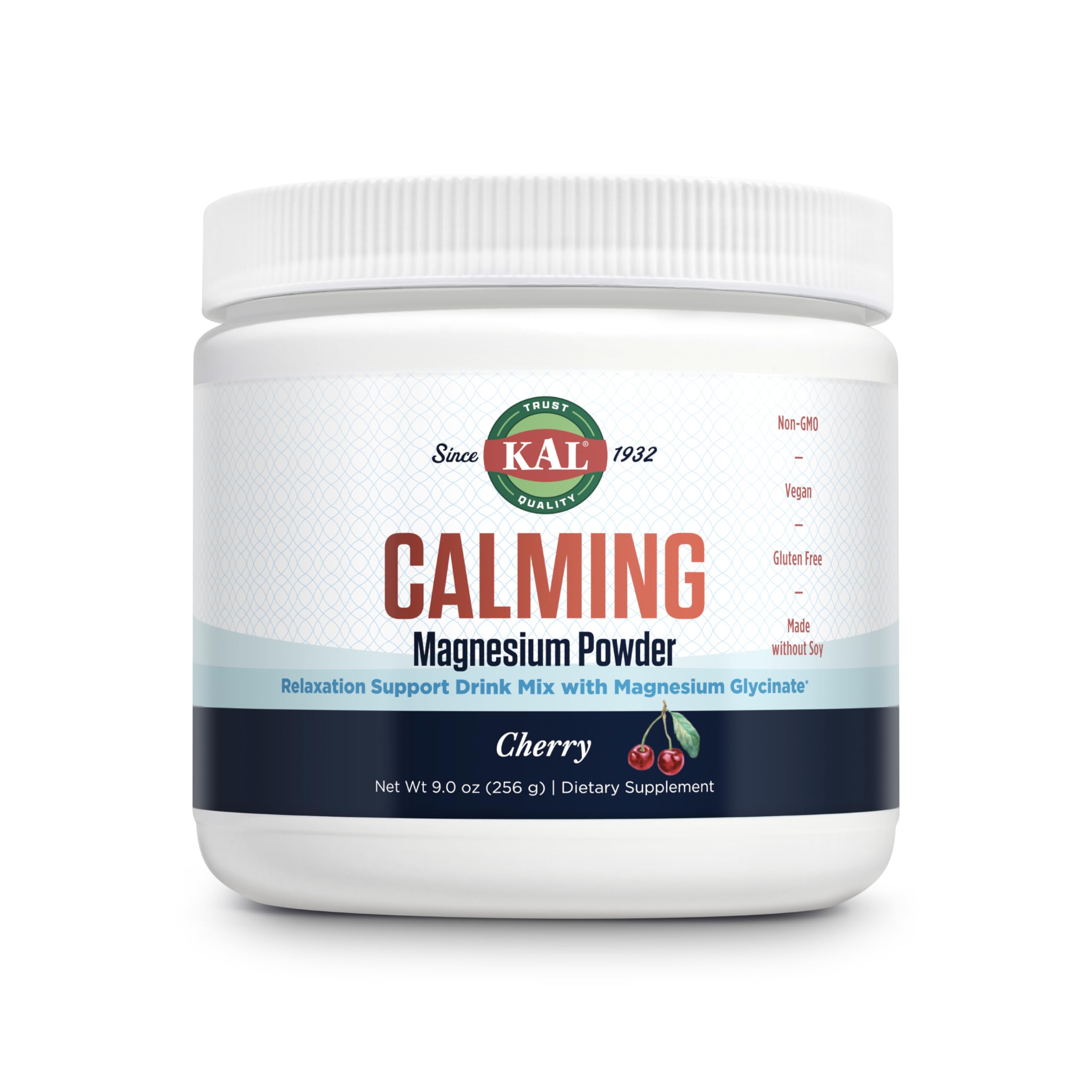 KAL Calming Magnesium Powder Cherry Flavor bottle front view