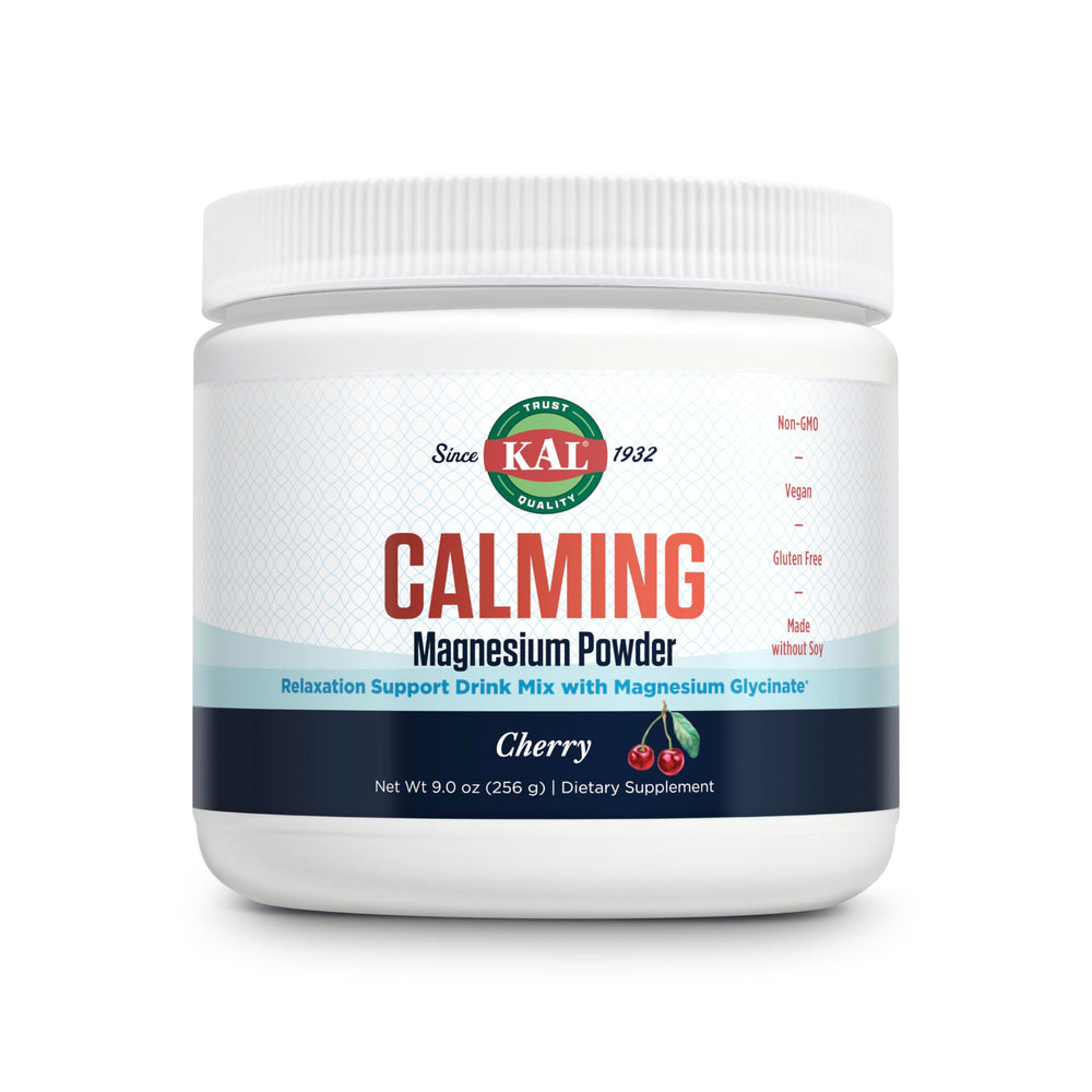 KAL Calming Magnesium Powder Cherry Flavor bottle front view