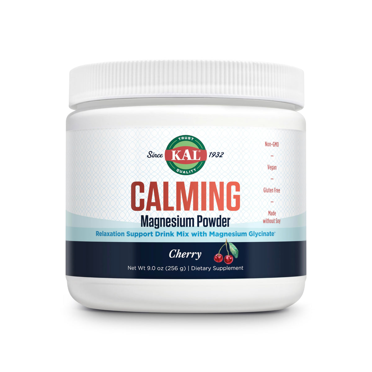KAL Calming Magnesium Powder Cherry Flavor bottle front view