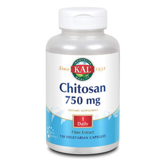 KAL Chitosan Tablets 750 mg - 120 count bottle, front view