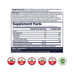 Psyllium husk and magnesium oxide supplement bottle label