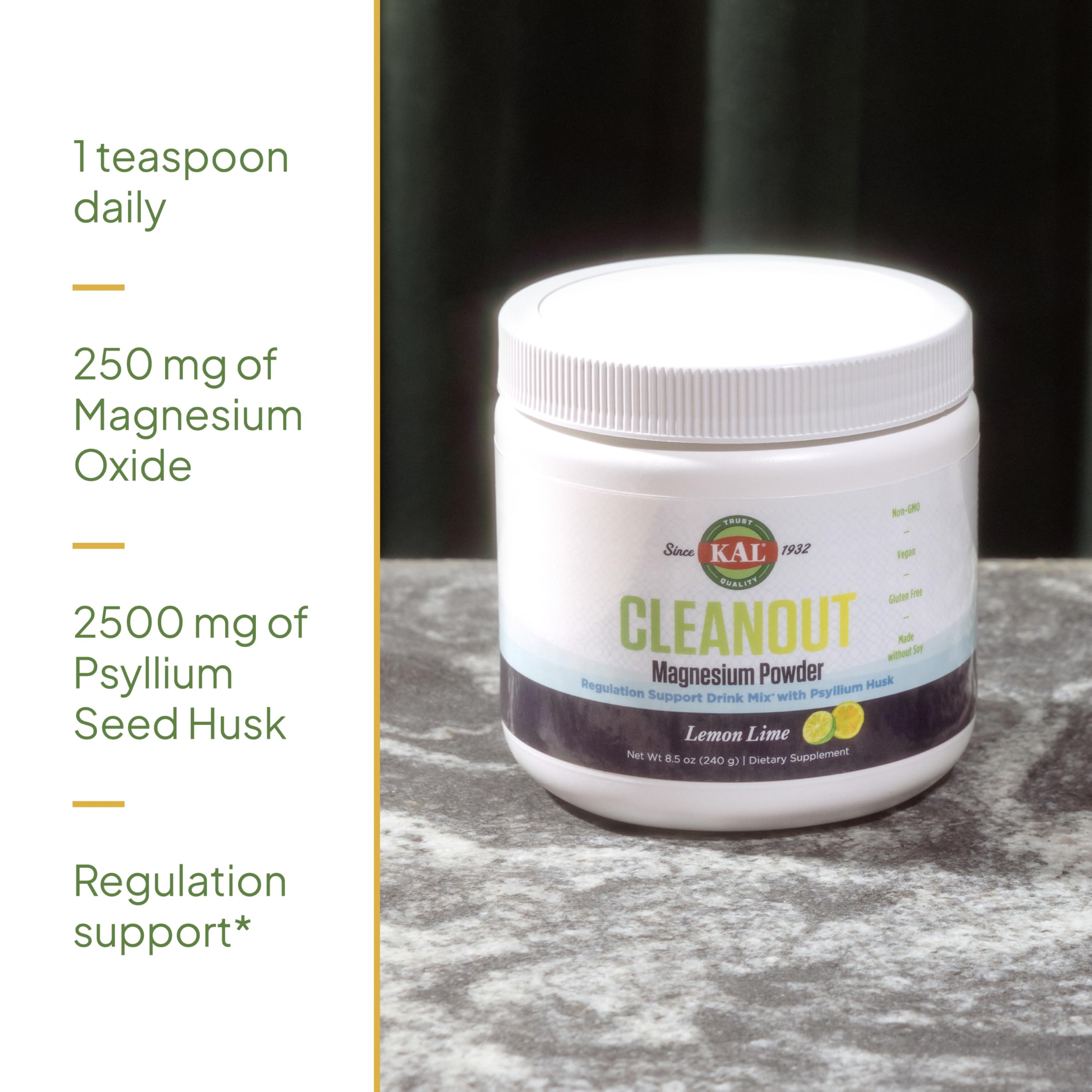 Lemon lime flavor packaging showing sugar-free and non-GMO