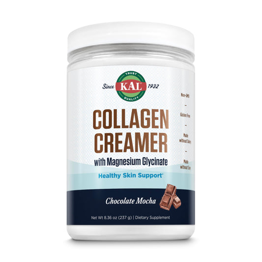 KAL Collagen Creamer Mocha 8.36 oz tub packaging front view